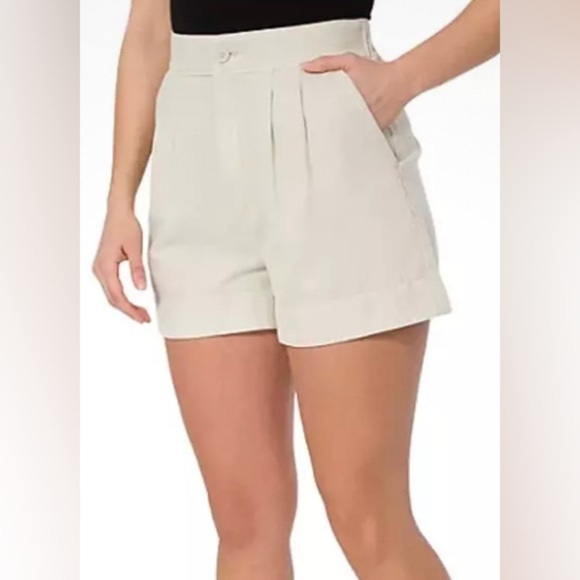 JOIE Pleated High Rise Short In Color Rainy Day Cotton / Linen Blend XL NEW - Picture 3 of 11